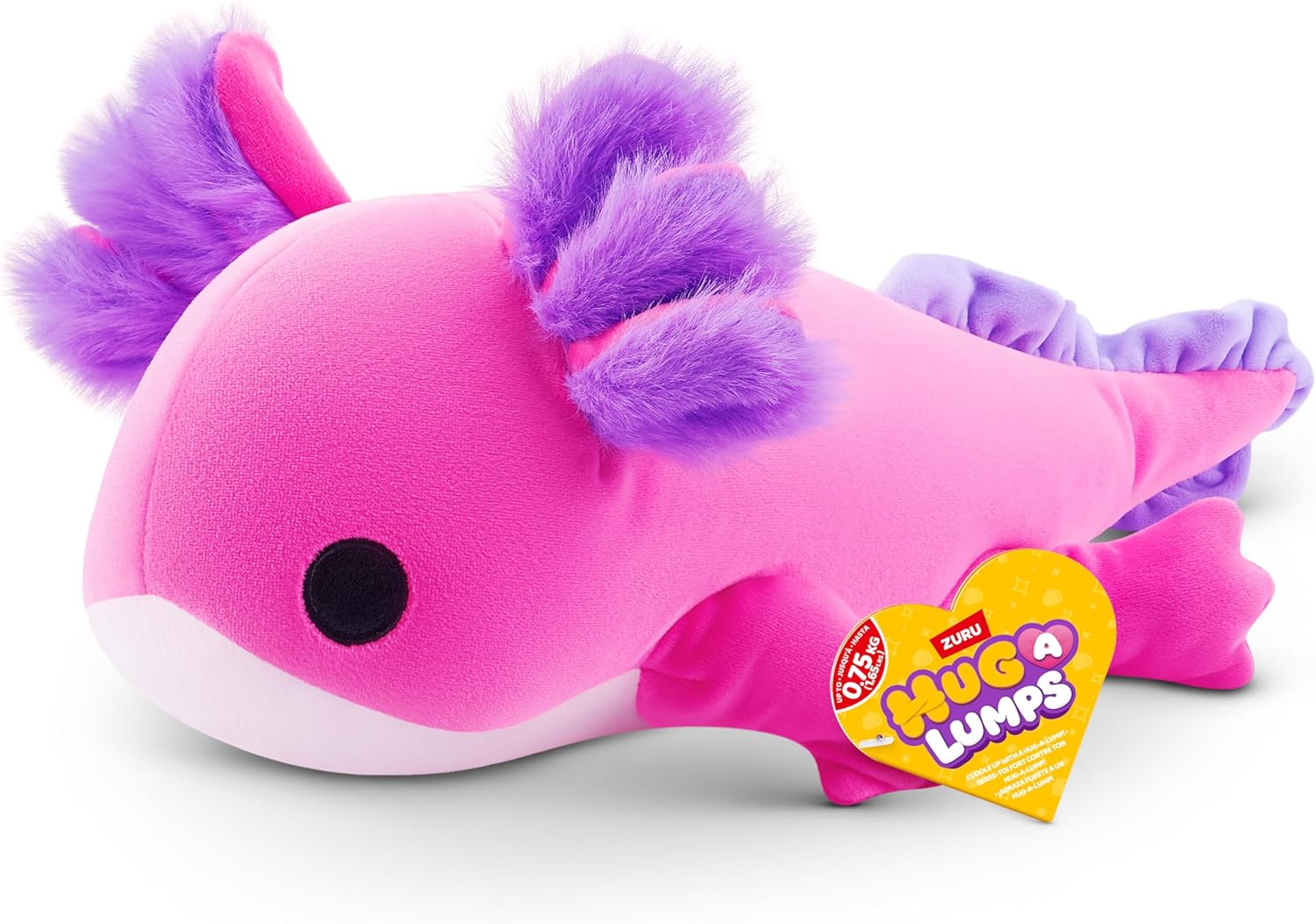 Hug-A-Lumps Axolotl Ally small weighted plush axolotl, travel-friendly cuddle buddy